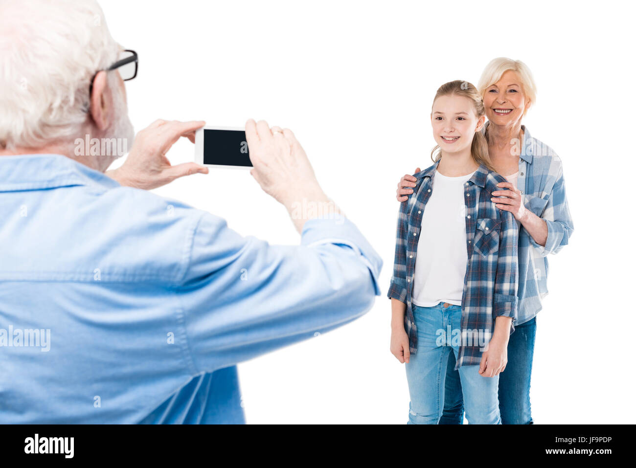 Grand-père et grand-mère d'un petit-enfant photo isolated on white Banque D'Images