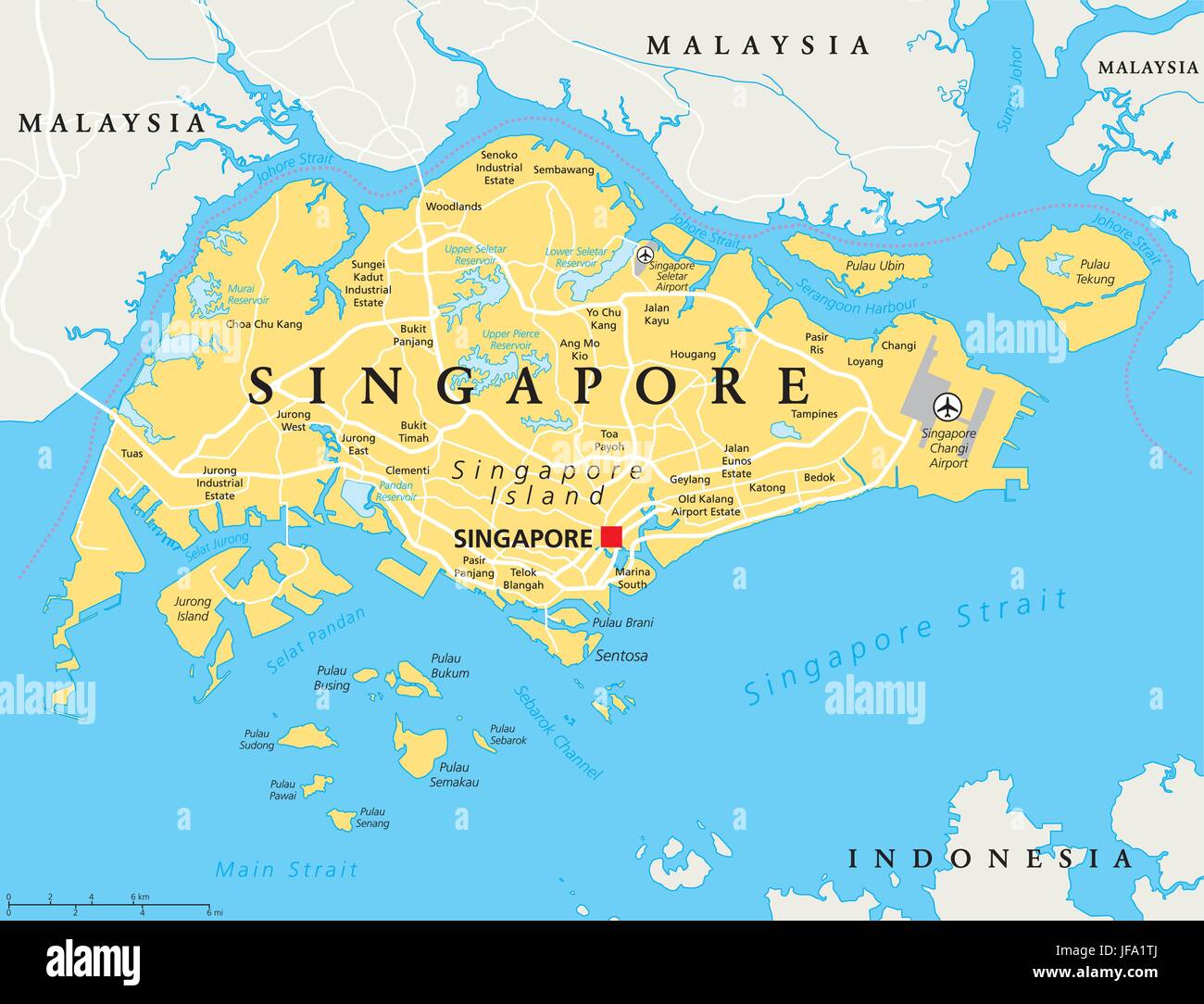 Carte Politique de Singapour Illustration de Vecteur