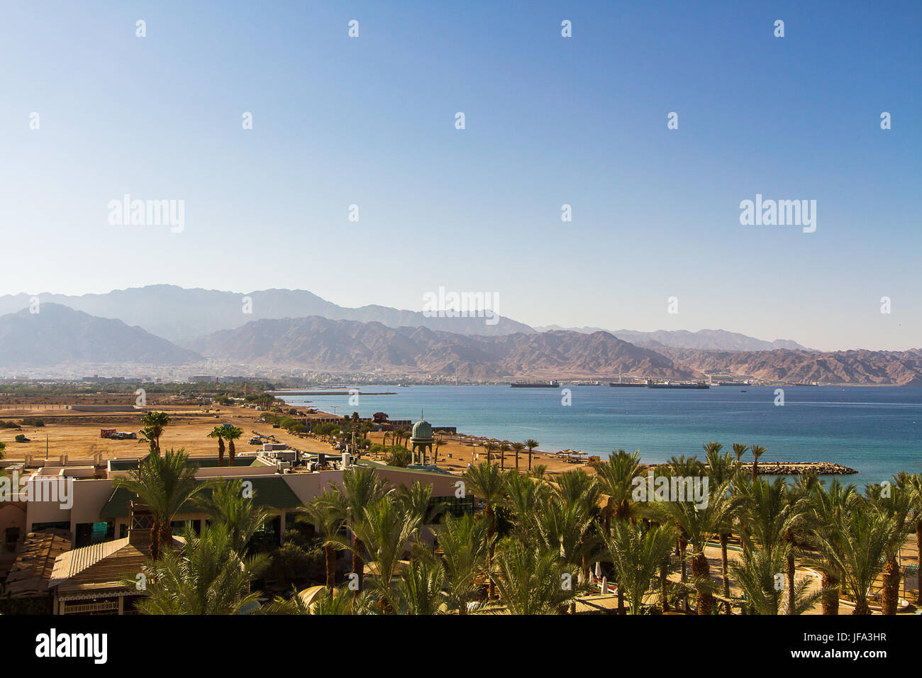 Vue sur la mer d'Aqaba port . Mer Rouge . Banque D'Images