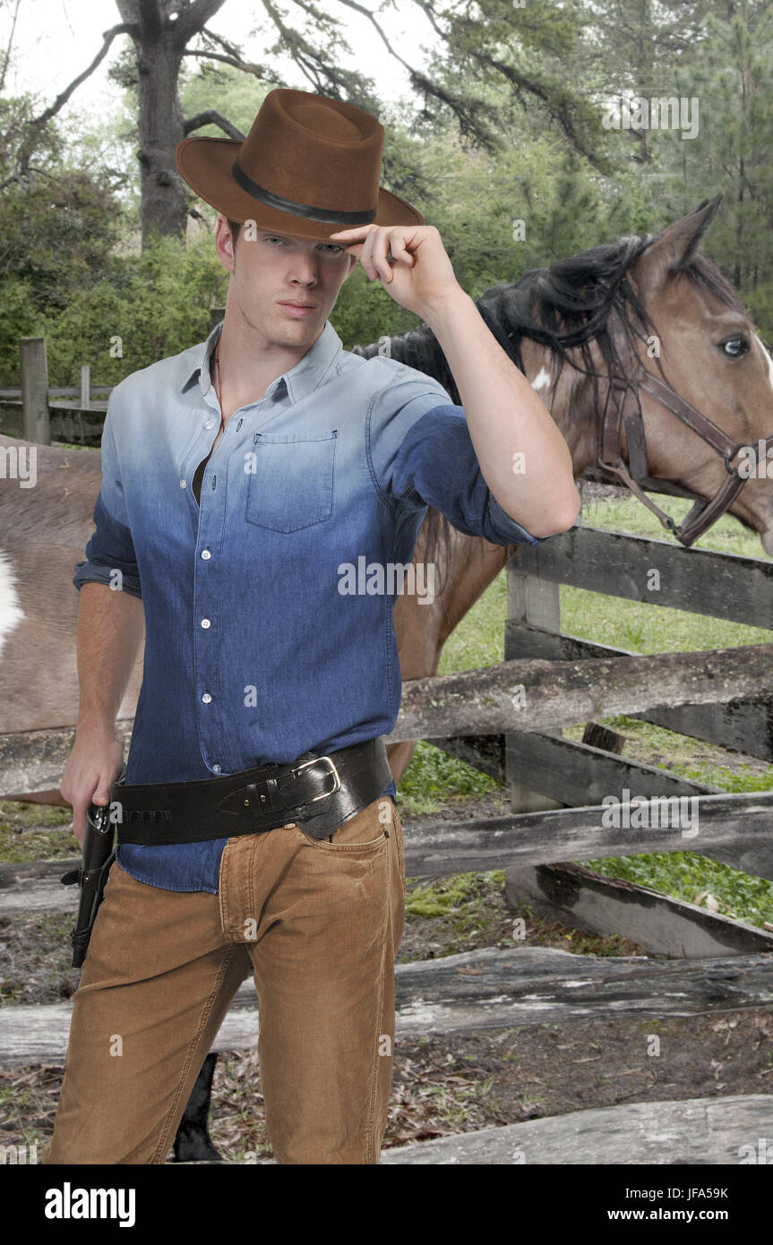 Bel homme cowboy Banque D'Images