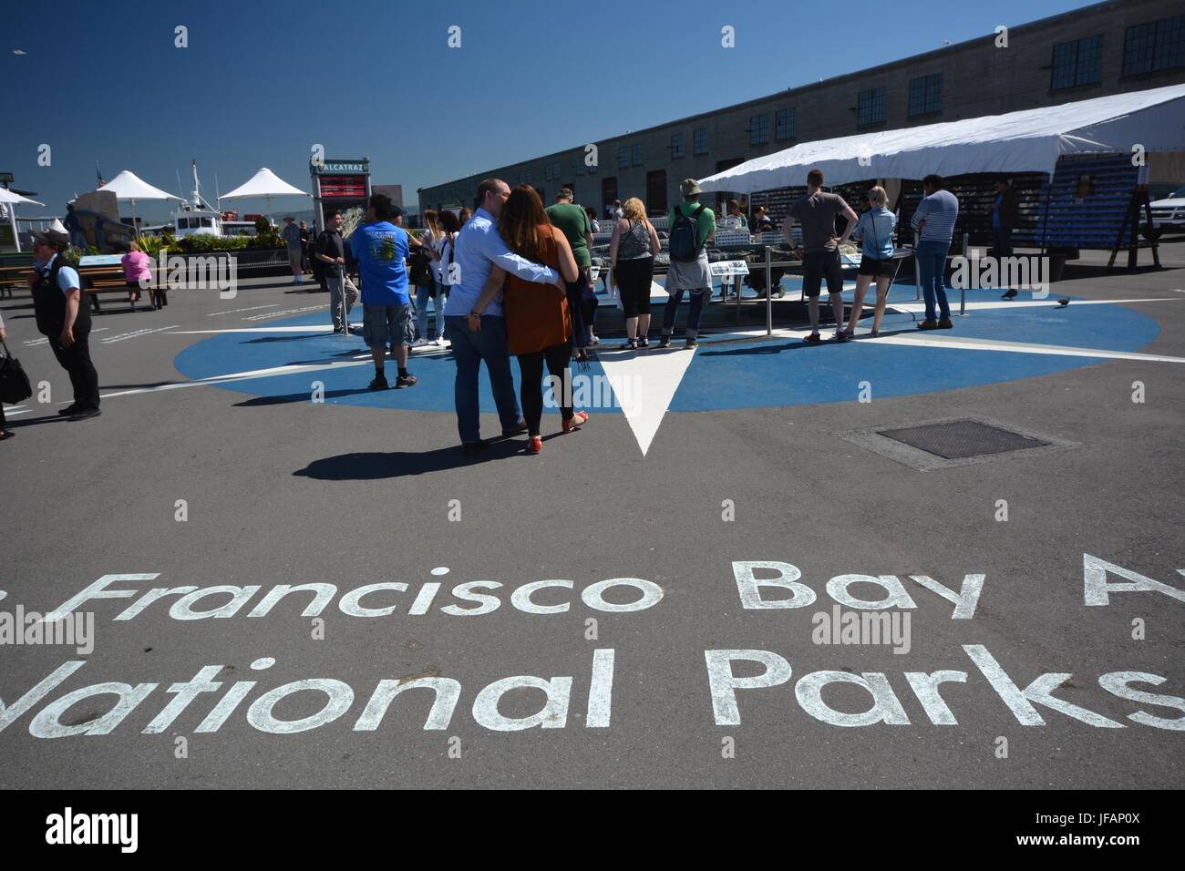 Alcatraz Cruises dans le Port de San Francisco à partir du 1er mai 2017, California USA Banque D'Images