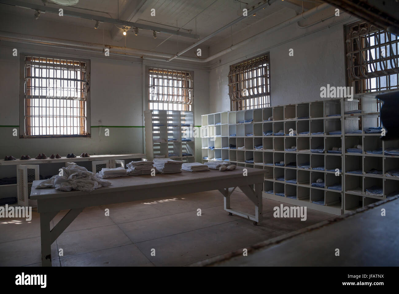 Buanderie dans le pénitencier d'Alcatraz, San Francisco, California, USA Banque D'Images