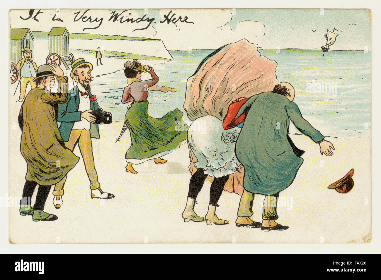 Carte postale humoristique Edwardian station de la London Voir Co., vers 1905 peut-être région de Douvres, au Royaume-Uni. Banque D'Images