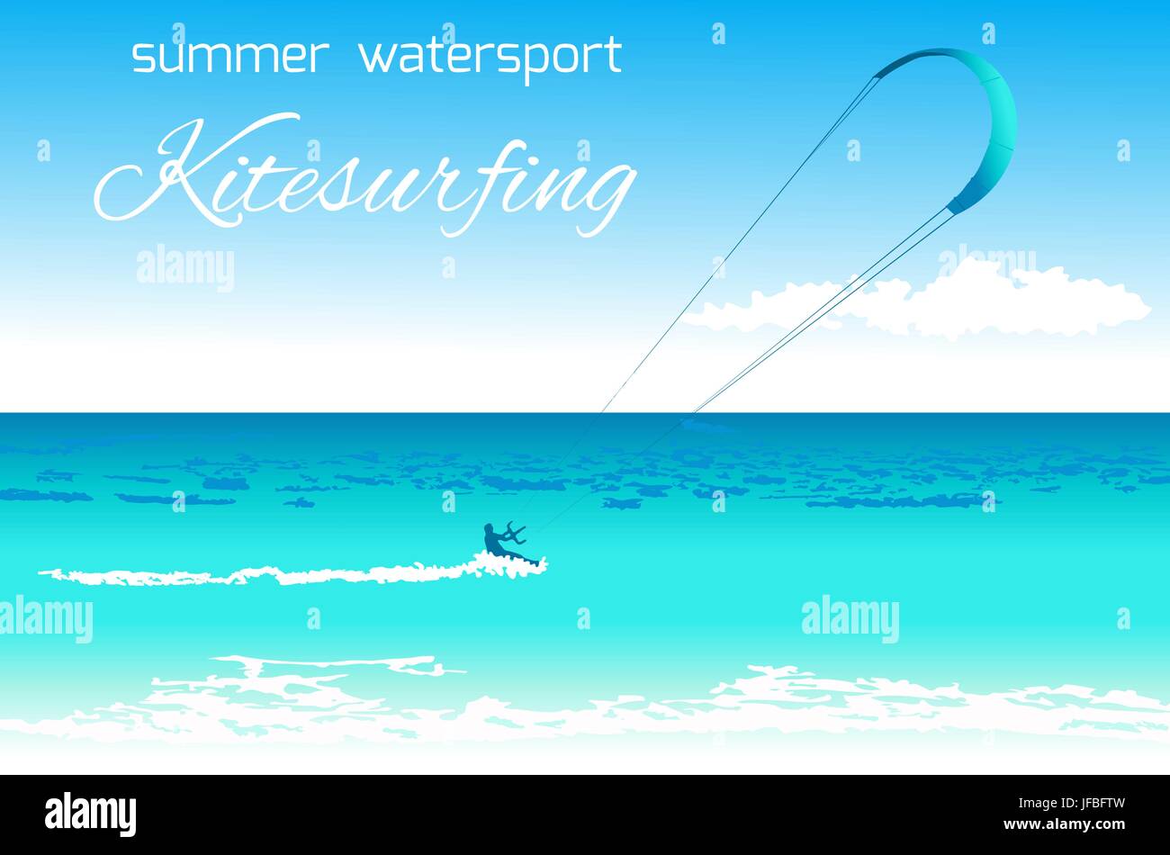 Kite en mer mer tropicale arrière-plan. L'été de kitesurf concept watersport Illustration de Vecteur