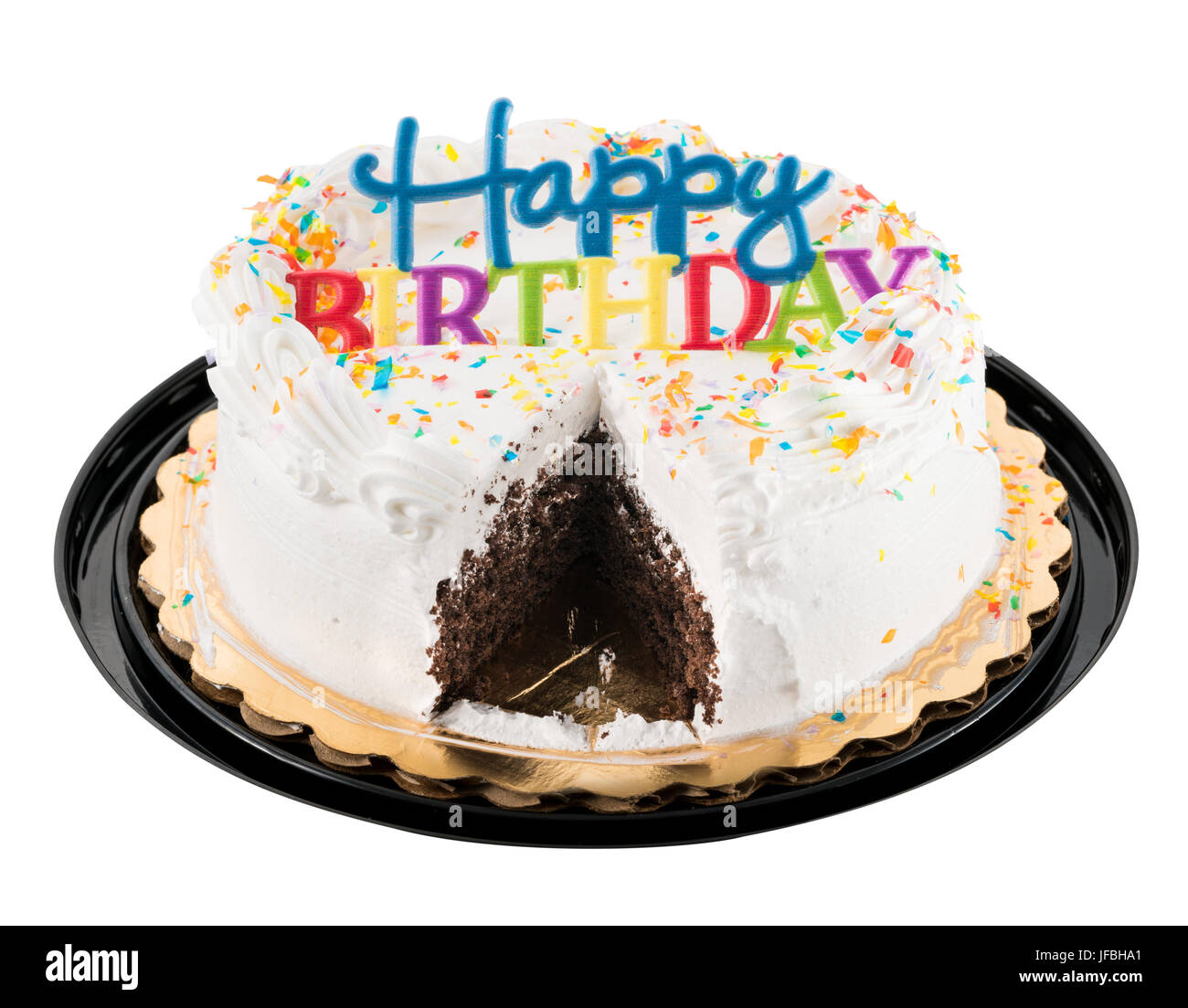 Joyeux Anniversaire Gateau Glace Sign On White Photo Stock Alamy