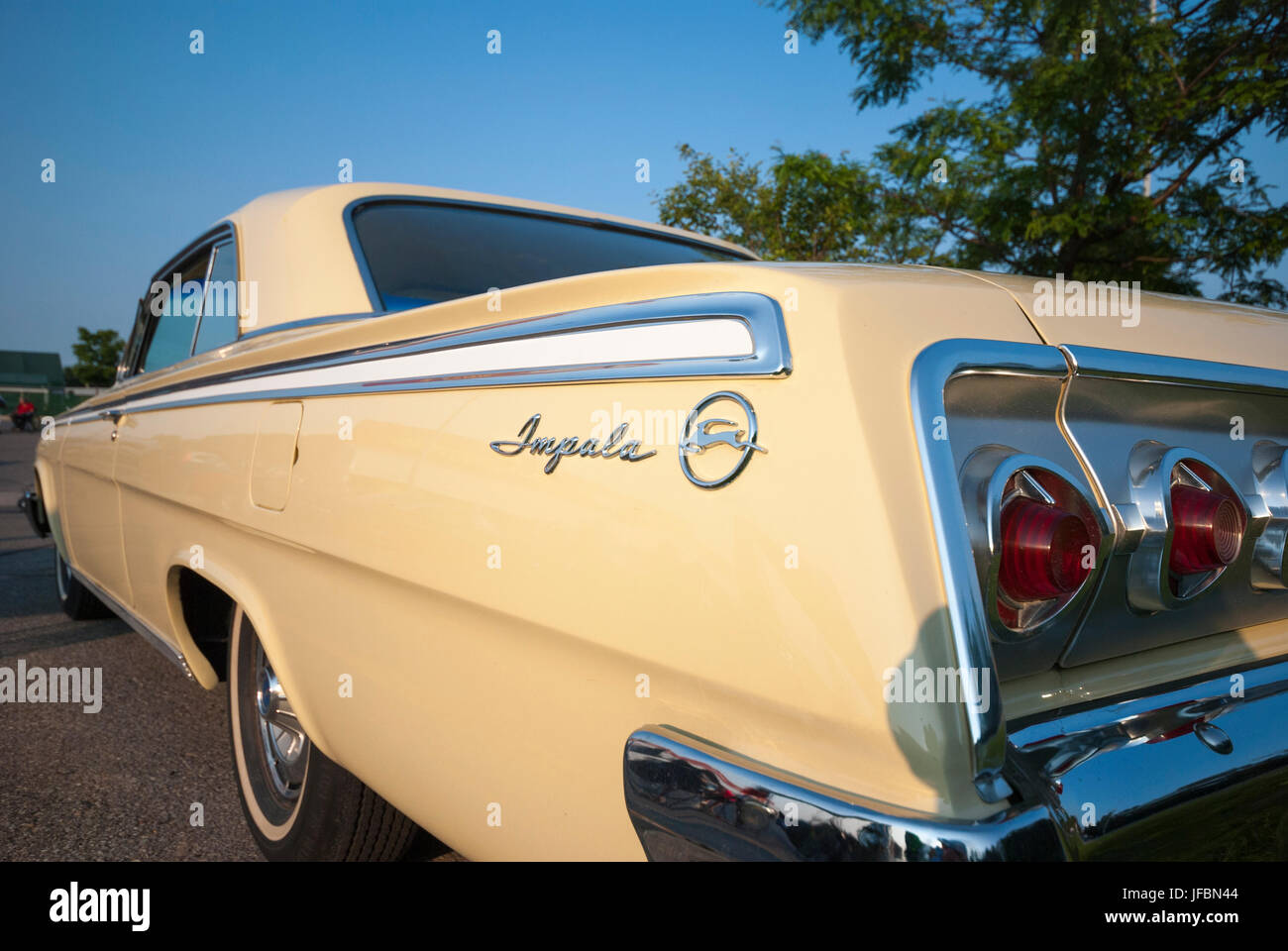 Une vue arrière d'une Chevrolet Impala 1962 restauré classique Banque D'Images