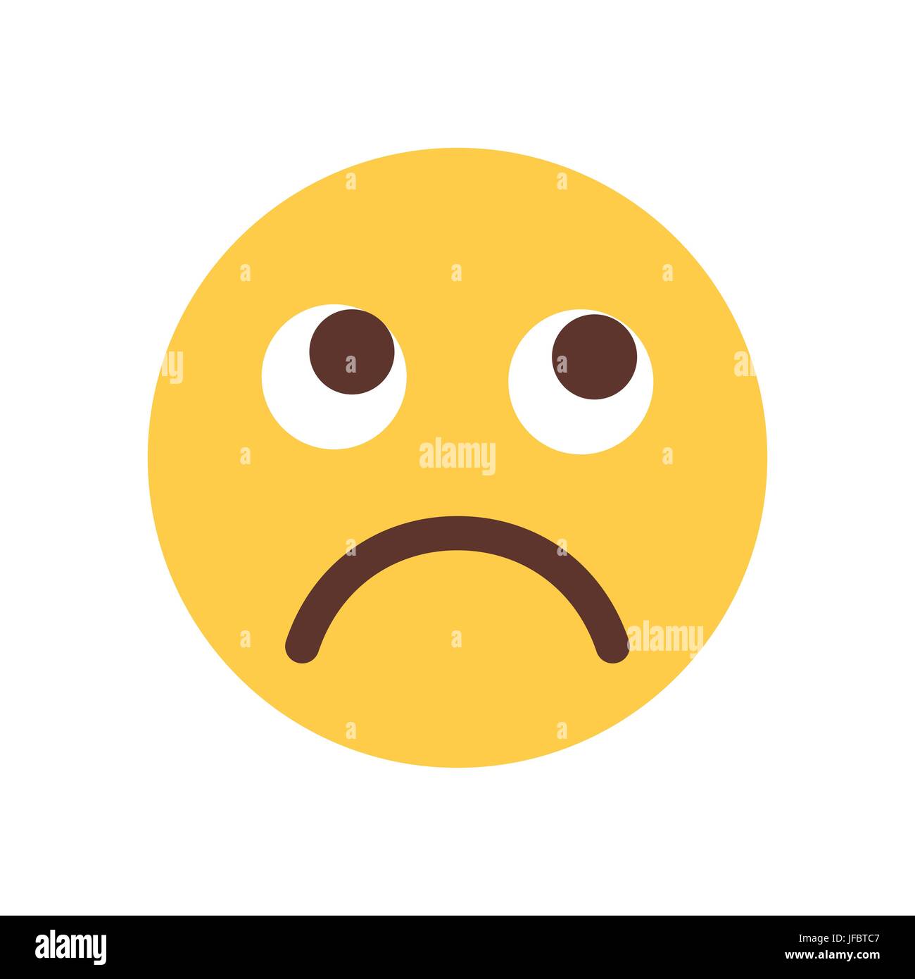 Cartoon jaune mauvais visage bouleversé les gens Emoji Icône émotion Illustration de Vecteur