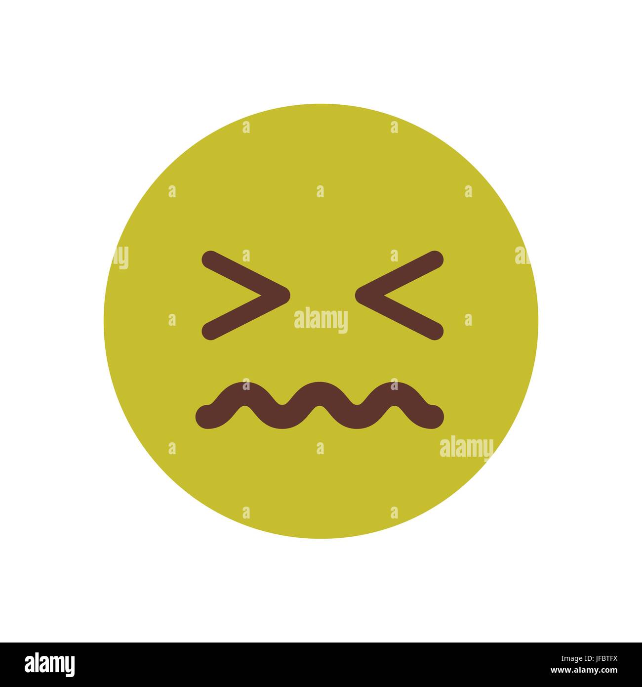 Cartoon vert Sick Sad Face bouleversée Personnes Emoji Icône émotion Illustration de Vecteur