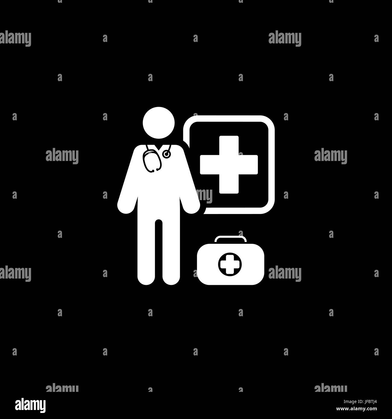 Médecin de garde en icône. Modèle plat. Illustration de Vecteur