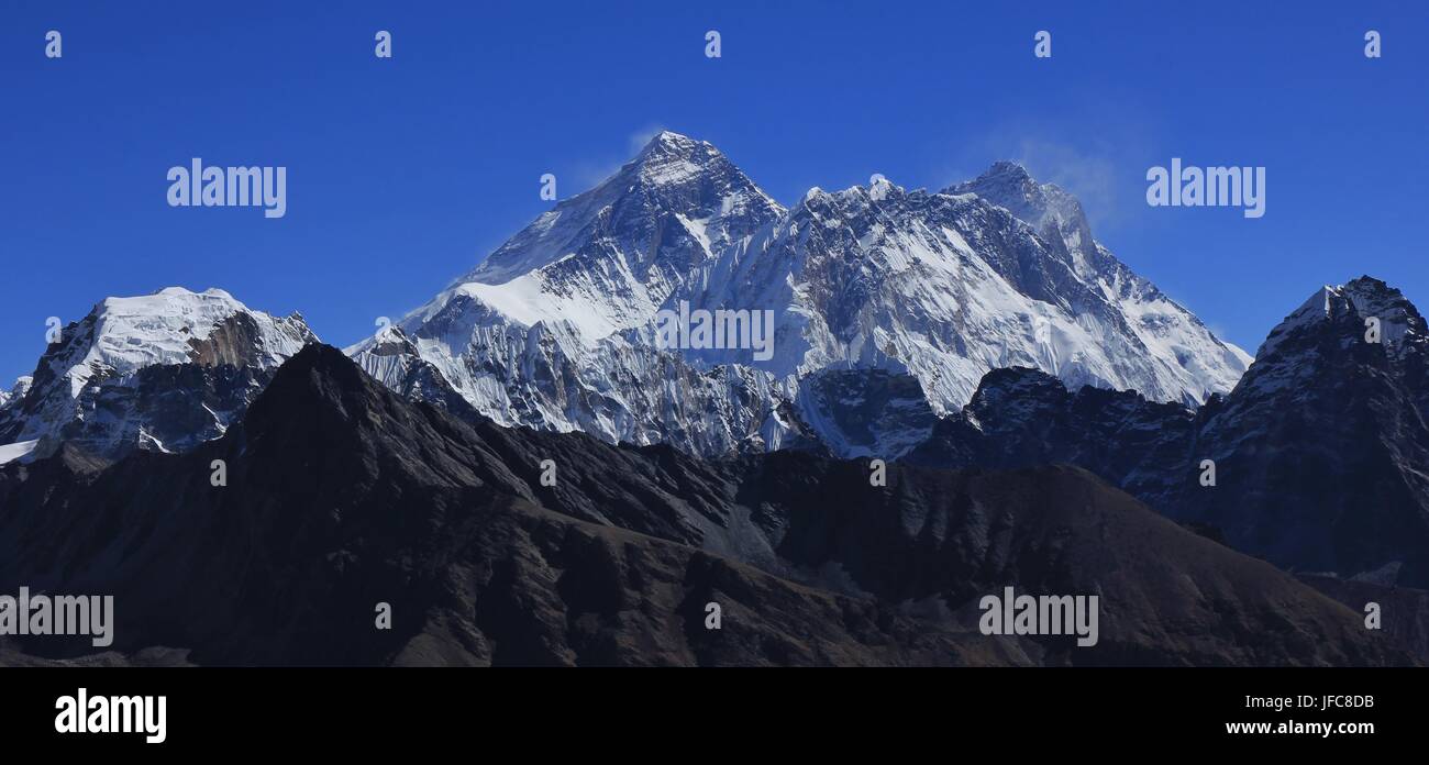 Le mont Everest, Lhotse et Nuptse Banque D'Images