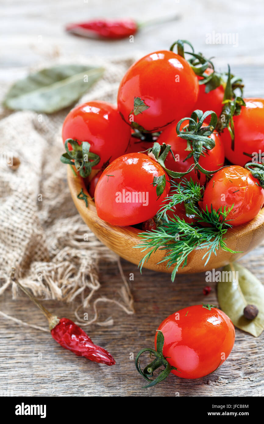 Tomates cerises salée. Banque D'Images