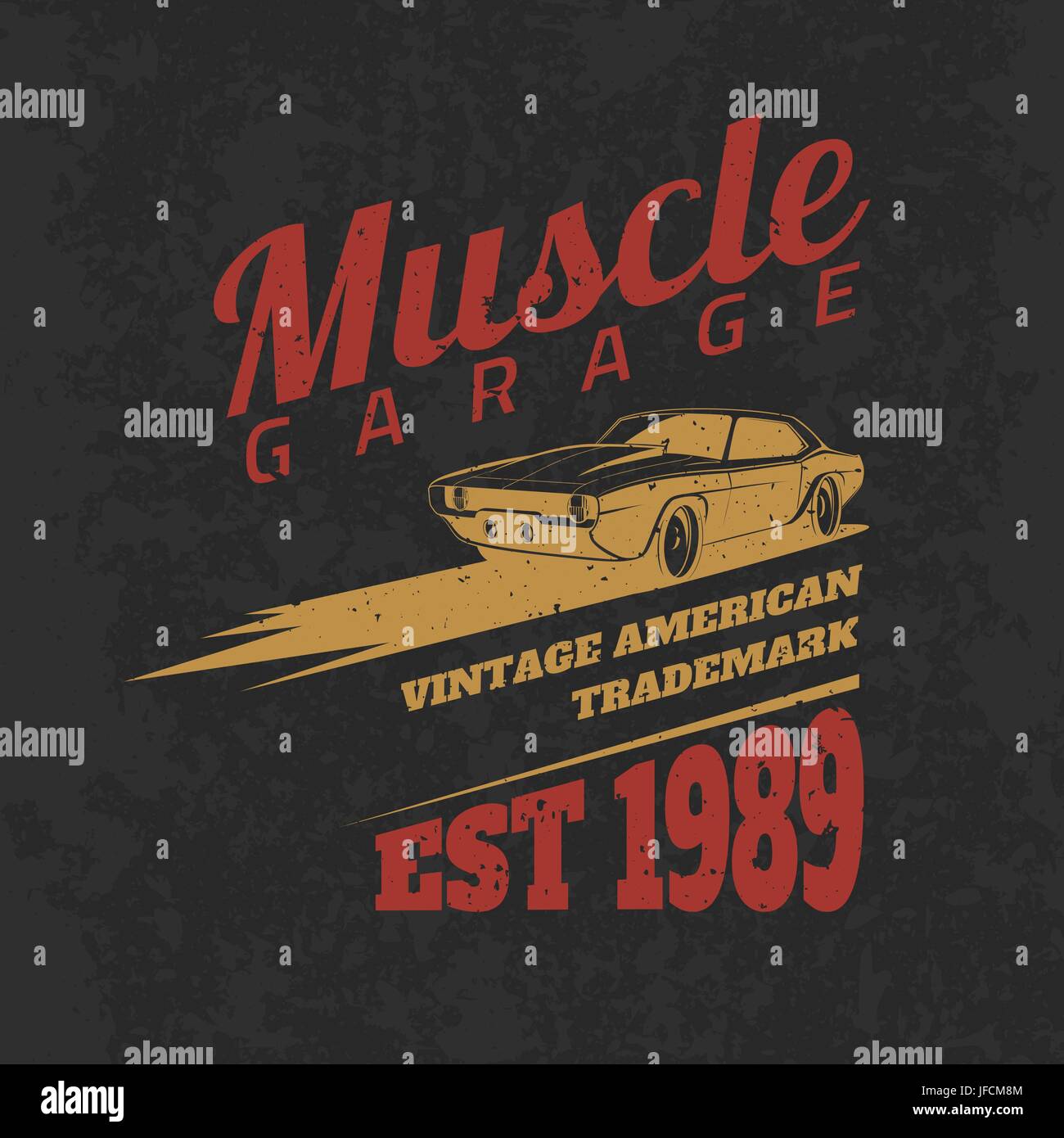 Vintage american muscle car tee print design avec texture grunge.Vector old school car race poster. T-shirt design. Illustration de Vecteur