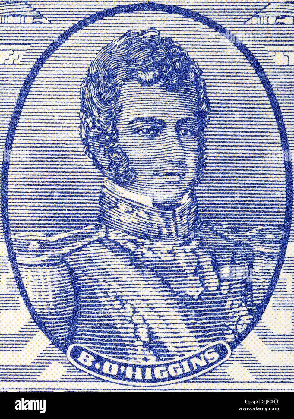 Bernardo O'Higgins Riquelme portrait d'argent chilien Banque D'Images