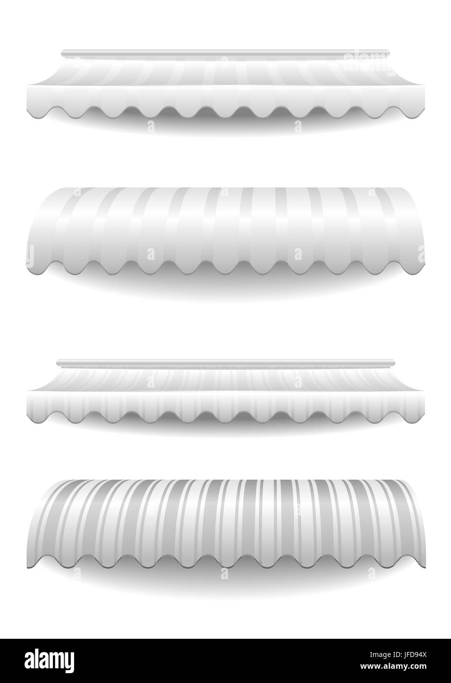 Auvents rayés blanc Banque D'Images