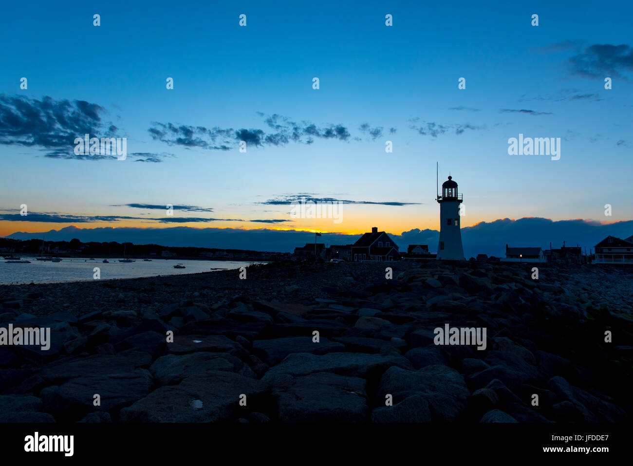 Coucher du soleil à Scituate Phare en Nouvelle Angleterre Banque D'Images