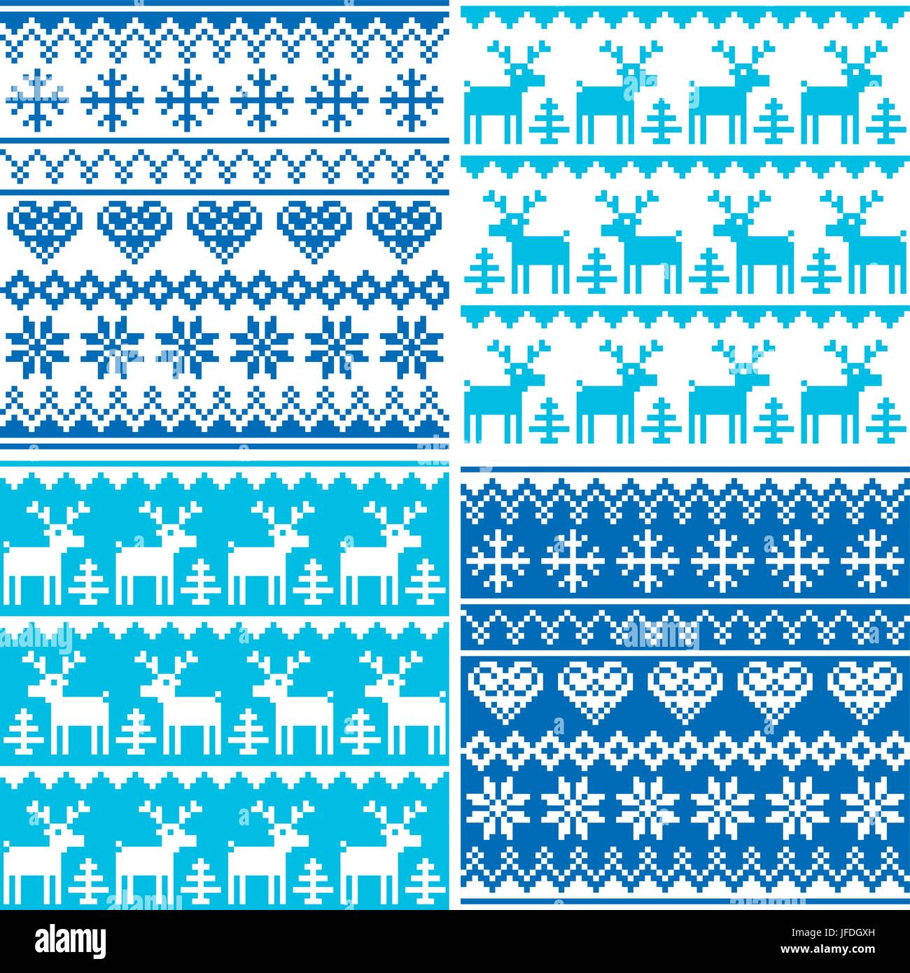 Motif d'hiver collection de point de croix, un design d'hiver, de Noël de style cavalier laid Illustration de Vecteur