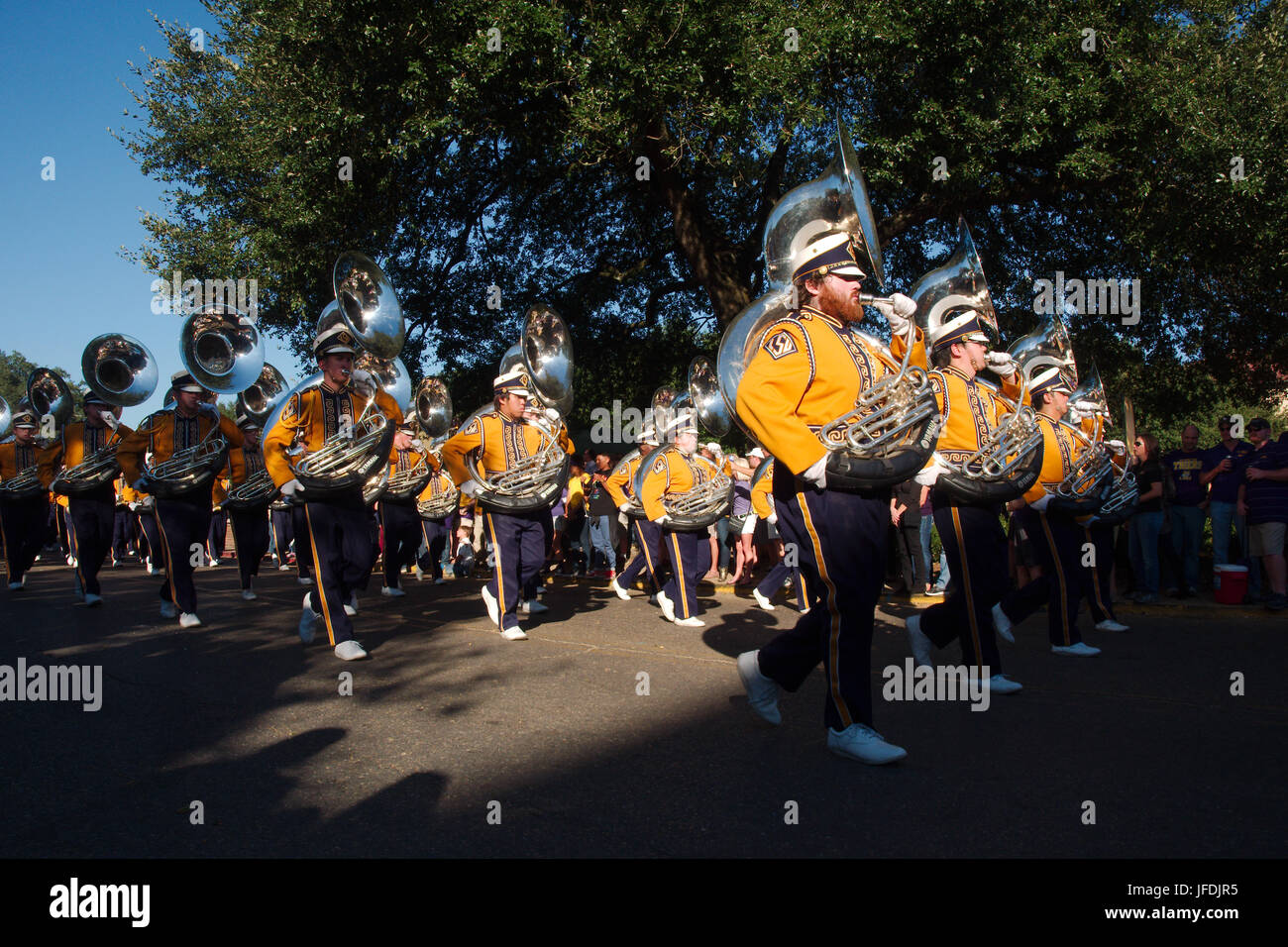 BATON ROUGE, LOUISIANE - 2014 : Louisiana State University Student groupe juste avant un match de football LSU. Banque D'Images