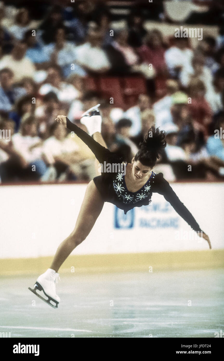 Nancy Kerrigan (USA) 1989 en compétition au Festival olympique des USA Banque D'Images