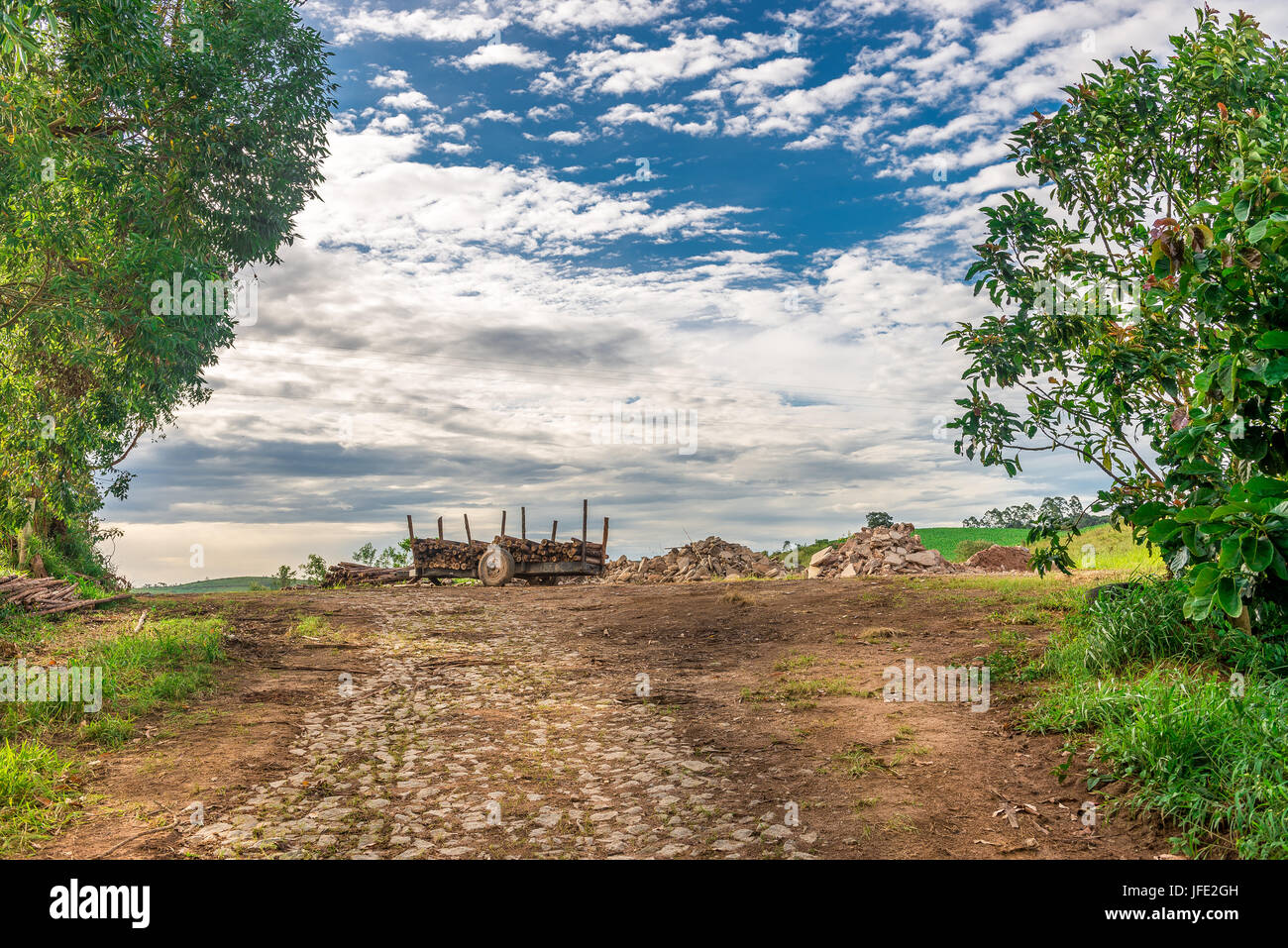 Vue sur la nature et un vieux transport Banque D'Images