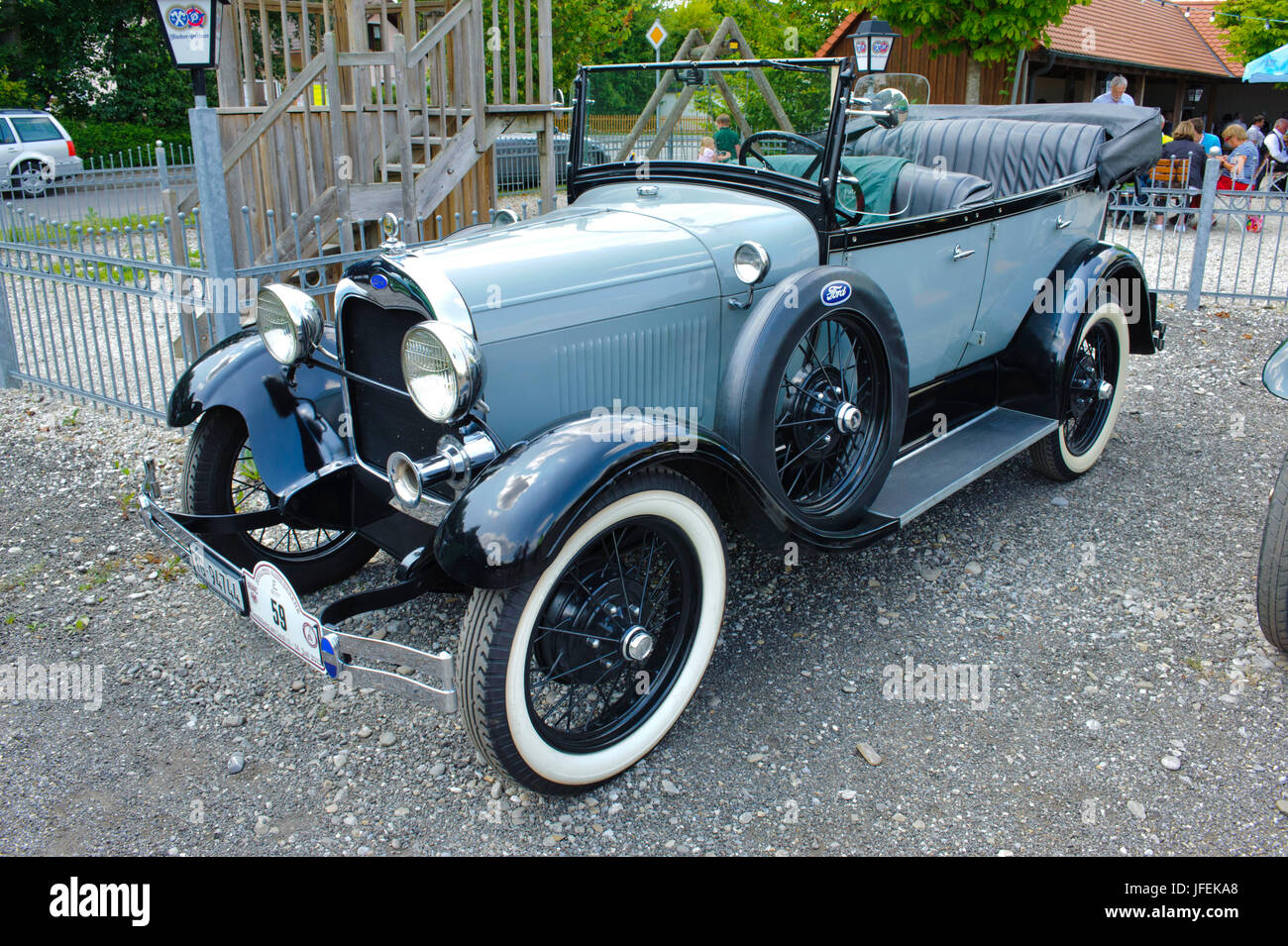 Rallye anciens 'affirmation' Herkomer à Landsberg Lech en pendant au moins 80 ans de voitures, ici avec une Ford phaeton, année de fabrication en 1929 Banque D'Images