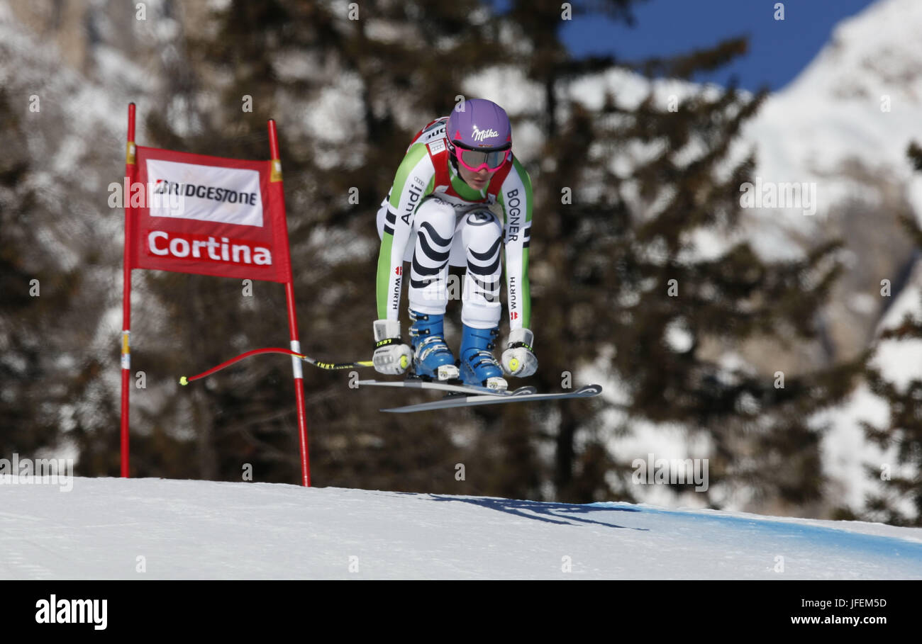 Italie, Vénétie, Cortina d'Ampezzo, Tofana, coupe du monde de ski, départ, Maria Hoefl-Riesch Banque D'Images