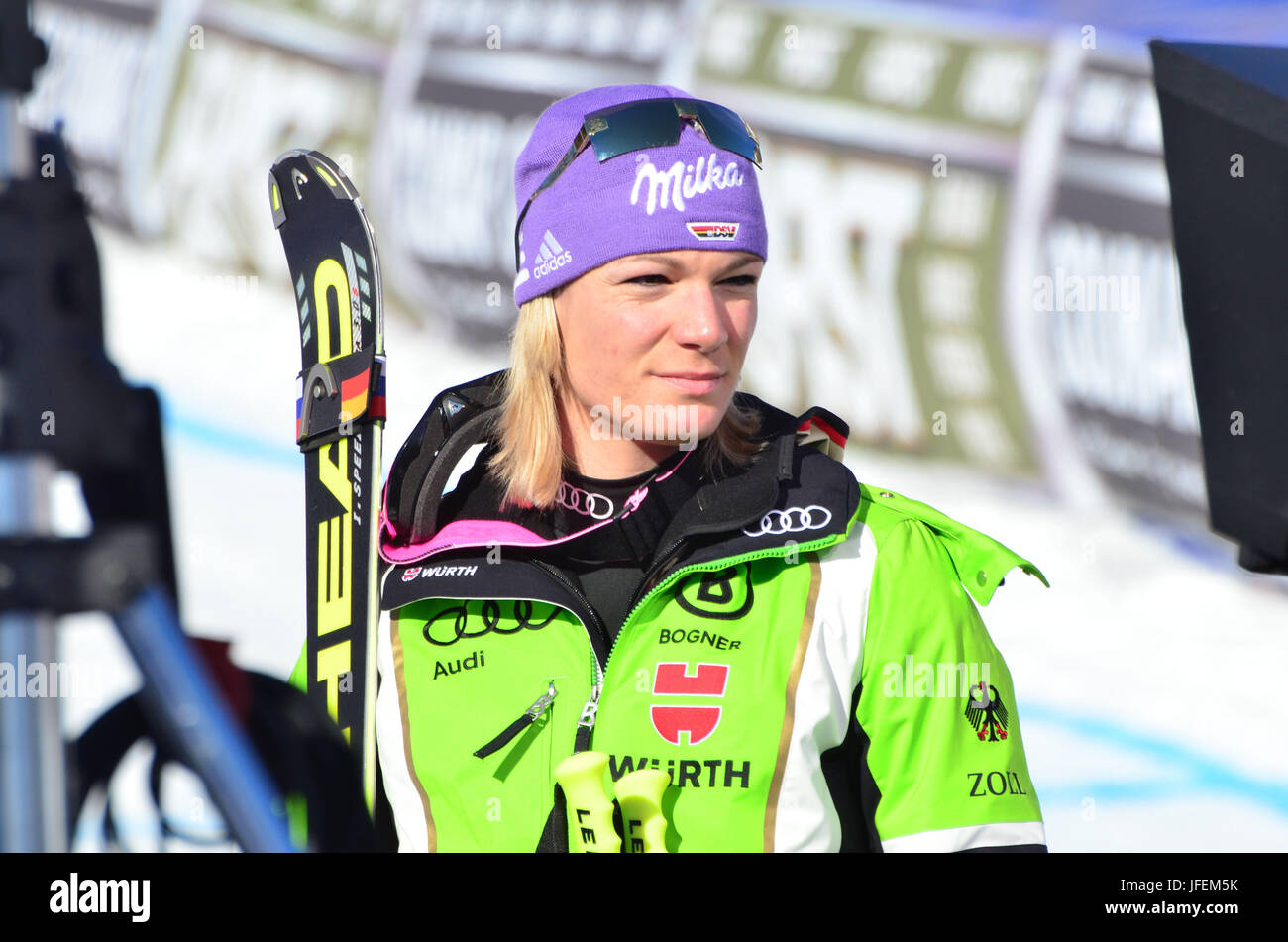 Italie, Vénétie, Cortina d'Ampezzo, Tofana, coupe du monde, à ski, Maria Höfl-Riesch Banque D'Images