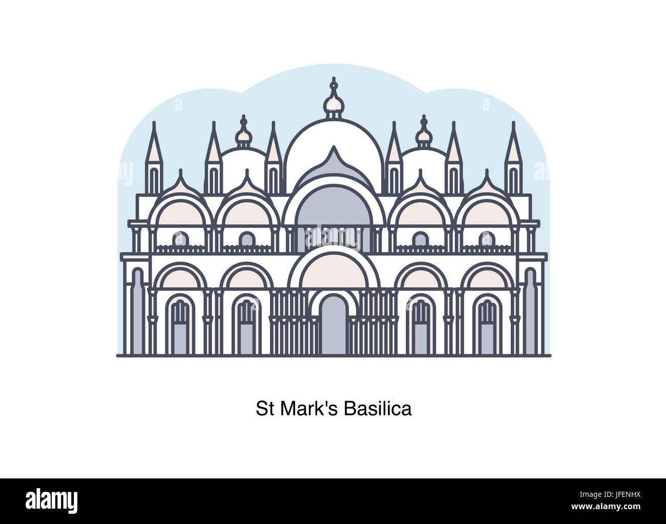 Ligne vectorielle Illustration de la Basilique Saint Marc, Venise, Italie. Illustration de Vecteur