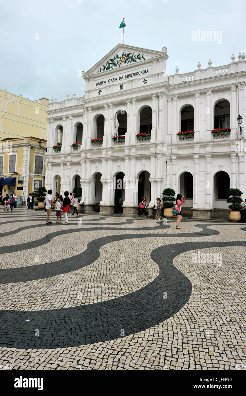 La Chine, Macao, centre historique, patrimoine mondial de l'UNESCO, Largo do Senado et Santa Casa de Misericordia Sainte Maison de la Miséricorde Banque D'Images