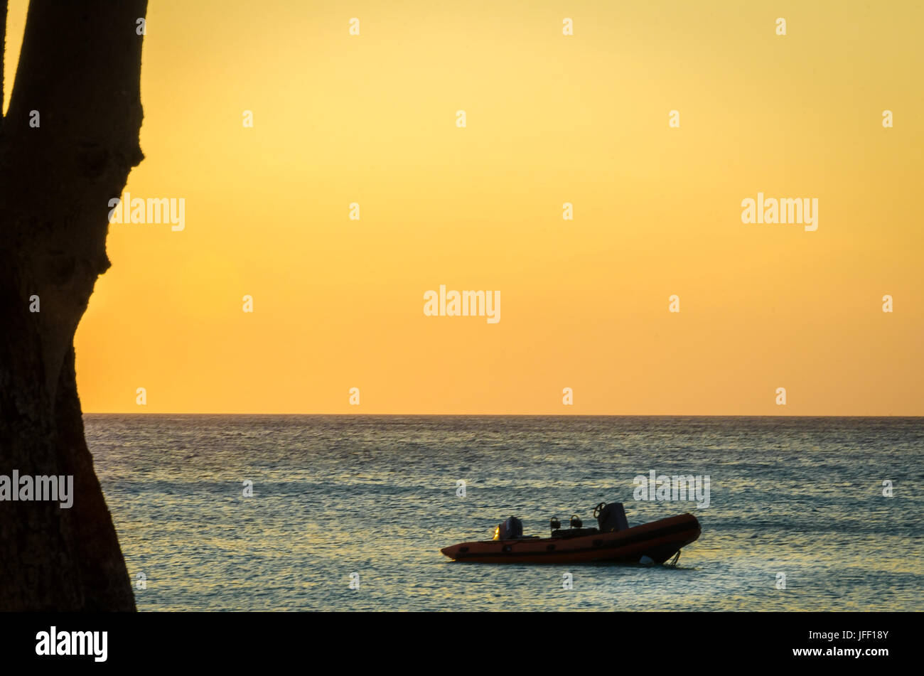 Sunset Beach à Curaçao une île des Caraïbes Banque D'Images