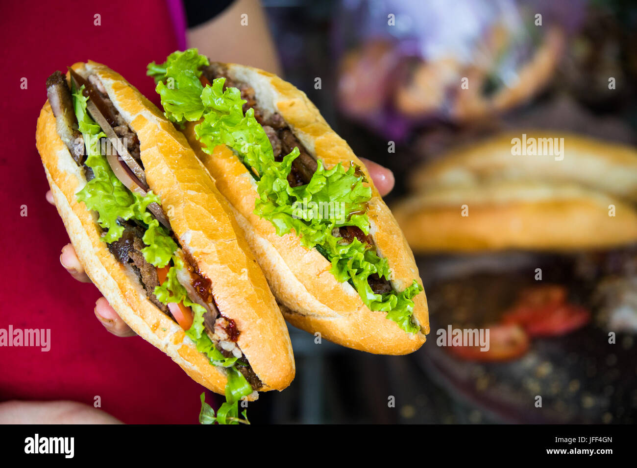 Banh Mi à Manh Mon Phuong, une célèbre et populaire restaurant à Hoi An, Vietnam Banque D'Images