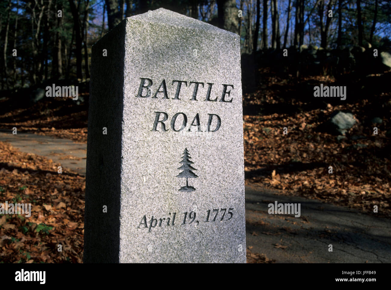 Battle Road, marqueur de Minute Man National Historical Park, Massachusetts Banque D'Images