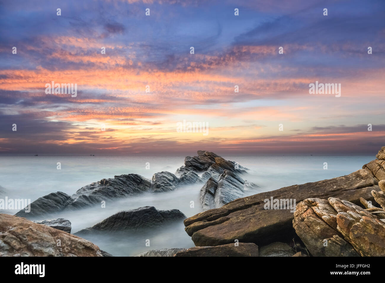 Beau coucher du soleil à Seascape Banque D'Images