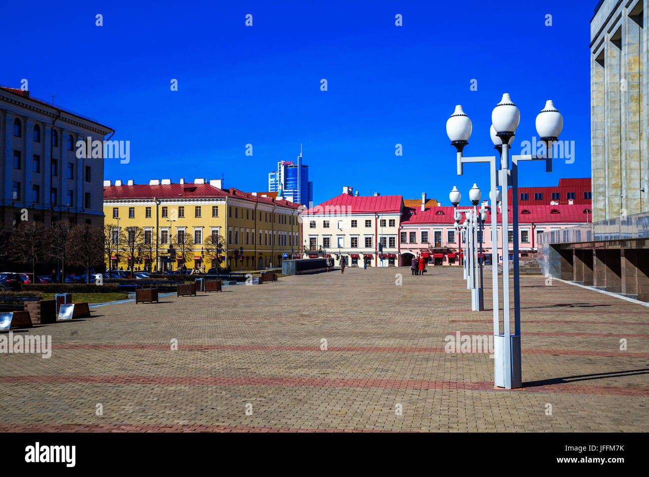 Minsk, Bélarus, Place Oktyabrskaya Banque D'Images