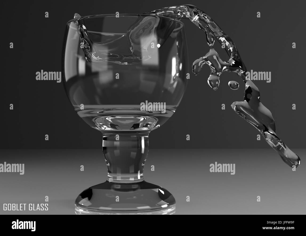 Gorbet verre, goélette, calice 3D illustration sur fond sombre Banque D'Images