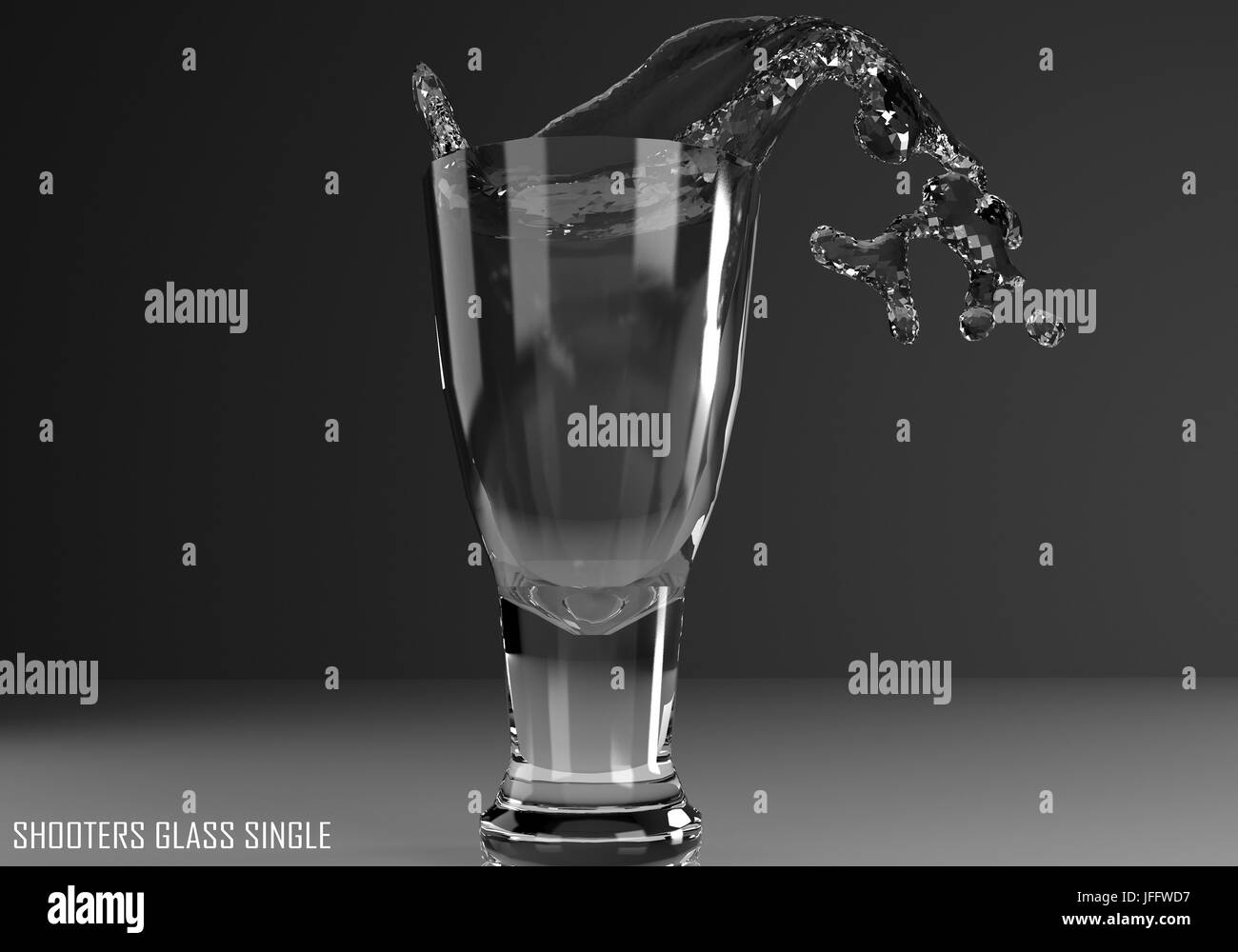 Seul verre shooters 3D illustration sur fond sombre Banque D'Images