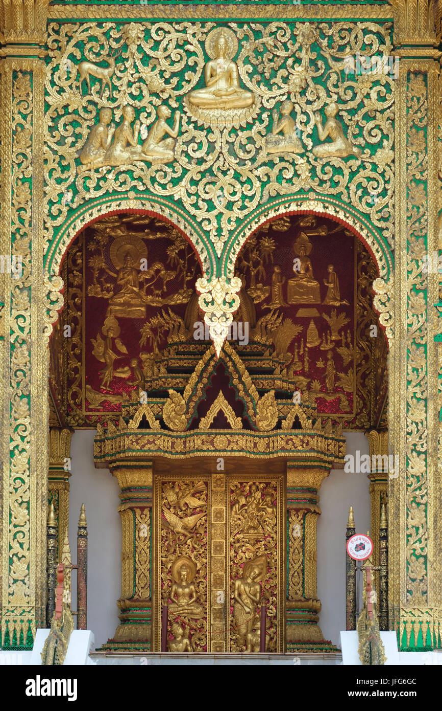 Détail de la Haw Pha Bang temple au Royal Palace à Luang Prabang, Laos, Asie Banque D'Images