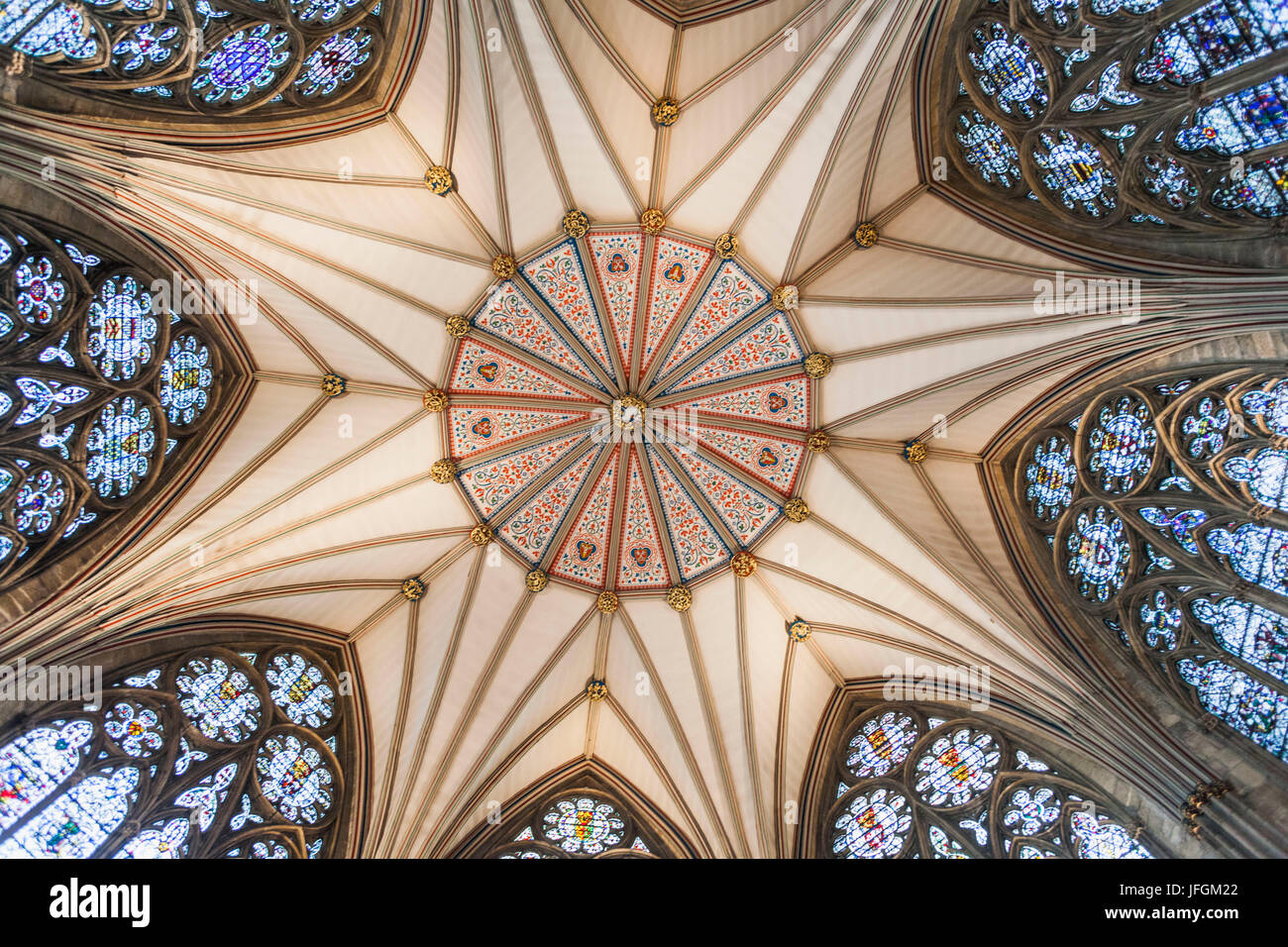 L'Angleterre, dans le Yorkshire, York, York Minster, Chapter House Baies Banque D'Images