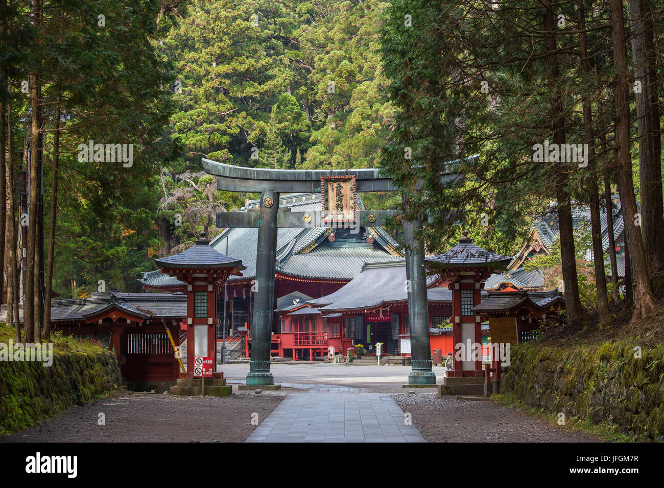 Japon, Nikko, ville sanctuaire Shinto Futurosan Banque D'Images