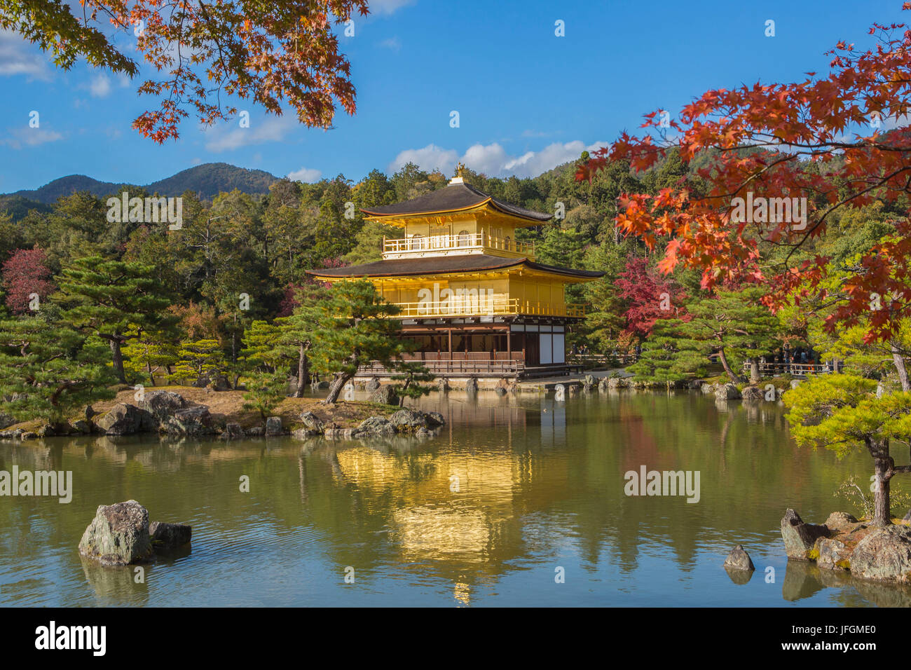 Le Japon, la ville de Kyoto, le temple d'or Kinkaku-Ji, Banque D'Images