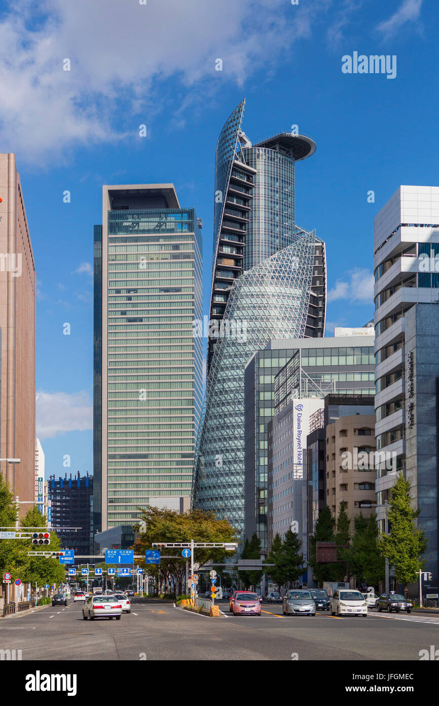 Le Japon, Nagoya City, près de Nagoya, Spiral Tower Building, Sasajima intersection Banque D'Images