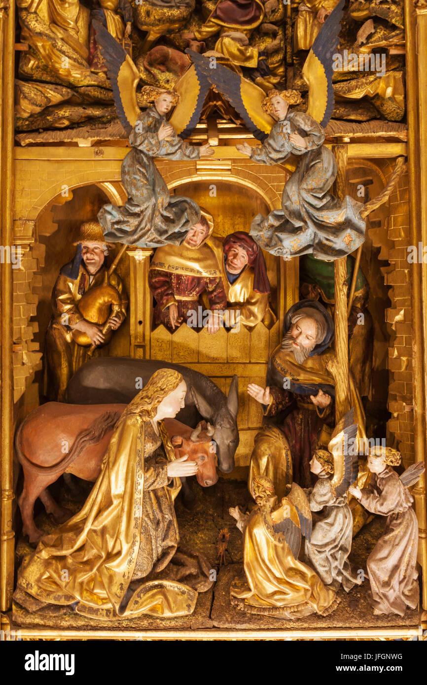 Belgique, Bruxelles, Grand Place, Bruxelles City Museum, retable du 16ème siècle représentant des scènes bibliques Banque D'Images