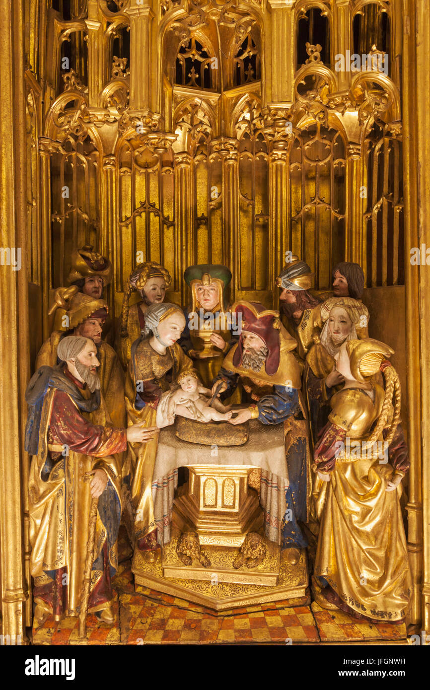 Belgique, Bruxelles, Grand Place, Musée de la ville de Bruxelles, le 16e siècle Retable de Saluzzo illustrant la circoncision du Christ Banque D'Images