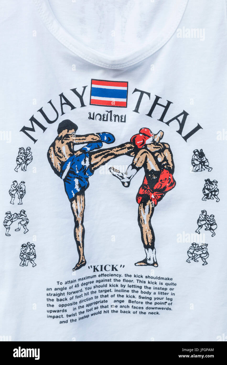 Thaïlande, Bangkok, Khaosan Road, Détail de T-shirt représentant la boxe Banque D'Images