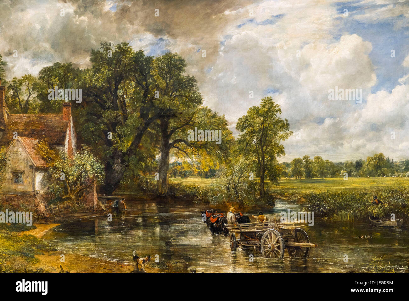 L'Angleterre, Londres, Trafalgar Square, la National Gallery, peinture intitulée The Hay Wain' de John Constable Banque D'Images