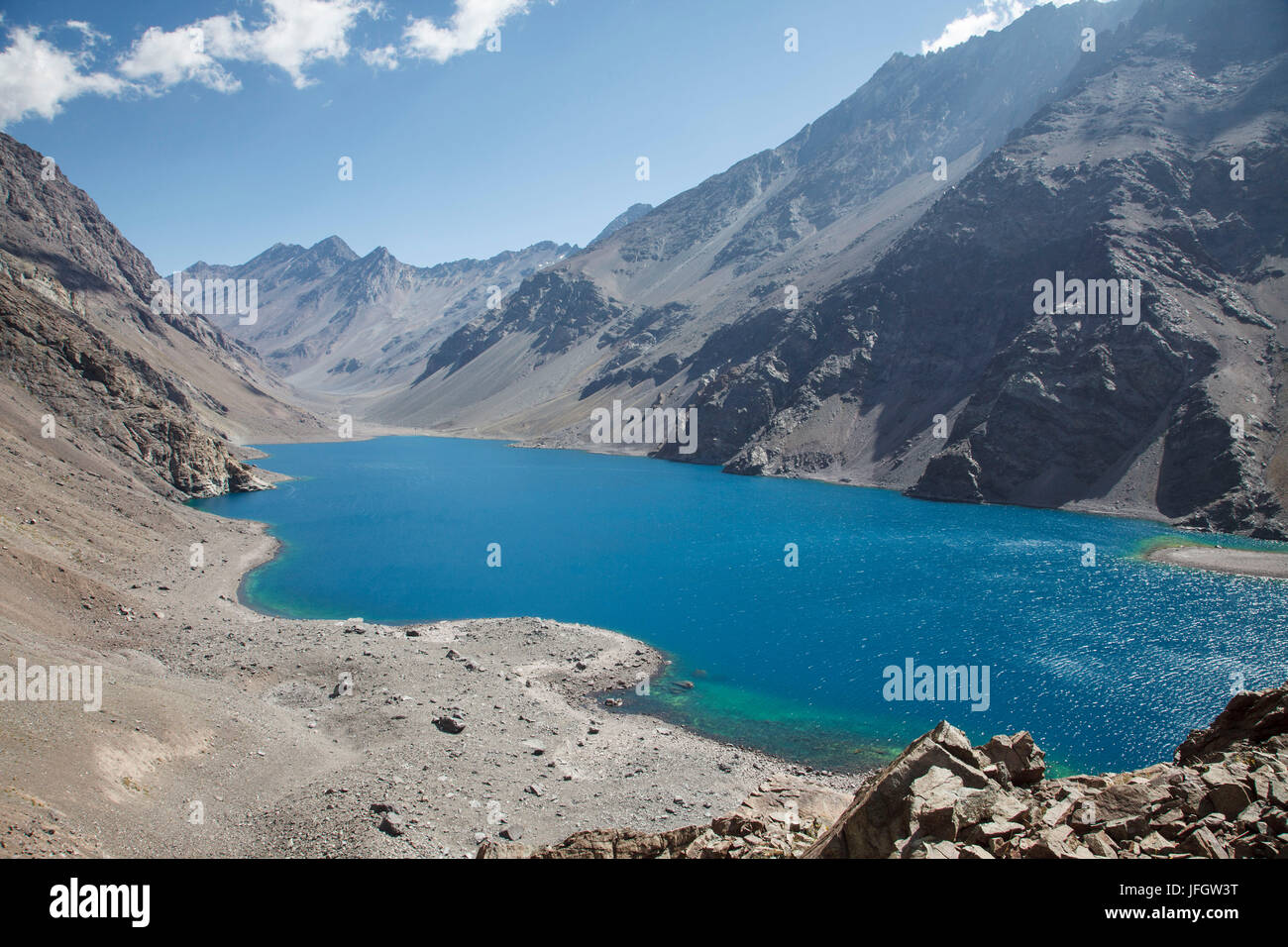 Le Chili, Portillo en été, Laguna del Inca Banque D'Images