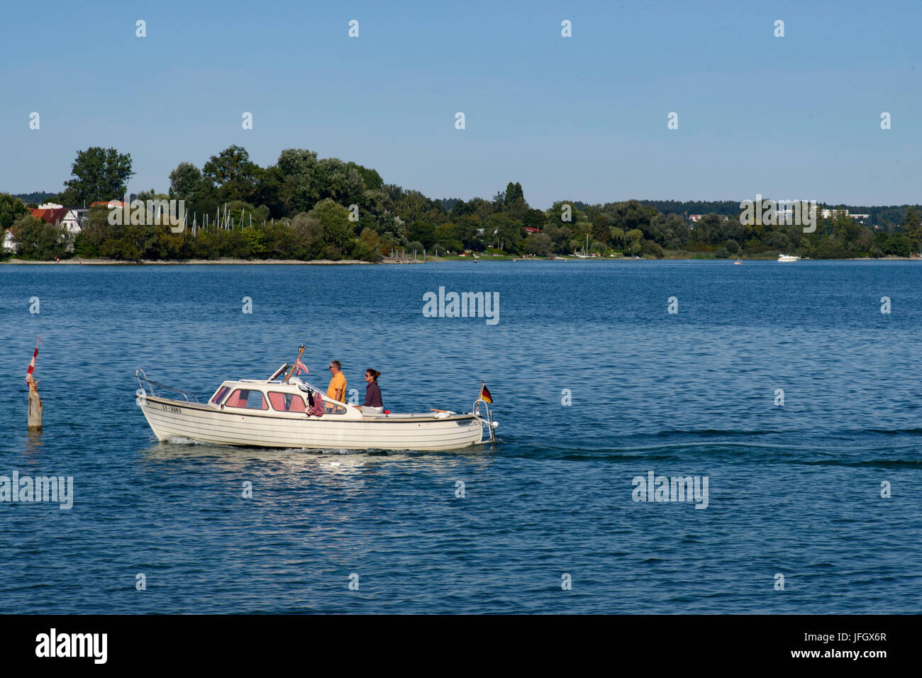 Immenstaad, bateau à moteur, le lac de Constance, Baden-Wurttemberg, Allemagne Banque D'Images