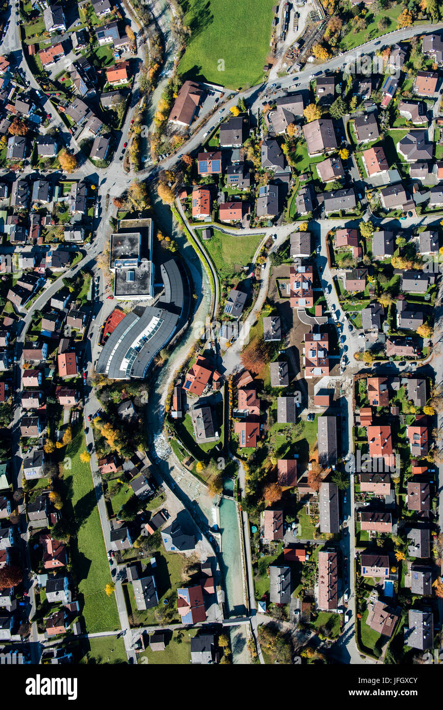 Garmisch-Partenkirchen Partnach, automne, avec vues aériennes, hautes terres, de Werdenfels, Bavière, Allemagne Banque D'Images