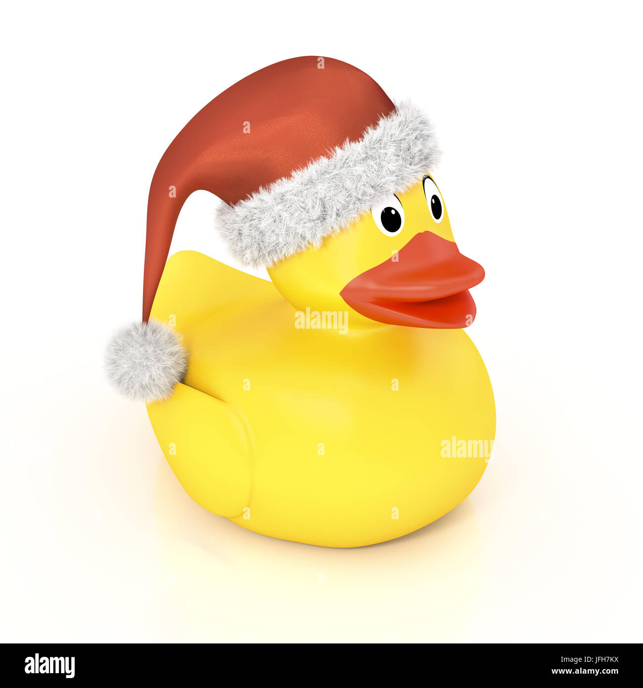 Canard en caoutchouc jaune avec un chapeau de Noël Banque D'Images