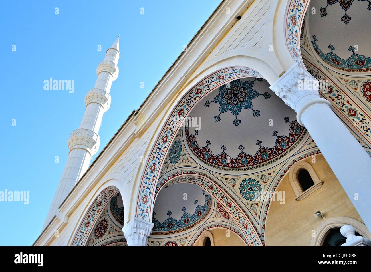 Tour de minaret Mosquée Bleue Turquie Manavgat Banque D'Images