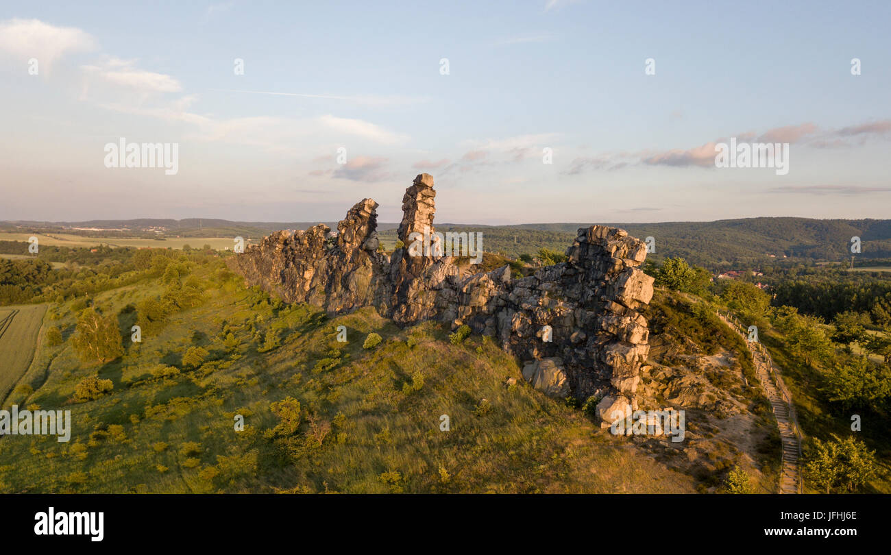 Mur Devils rock formation dans les montagnes du Harz. Allemagne Banque D'Images